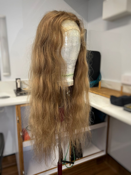 Florence Pugh's wig for East of Eden on a mannequin head.